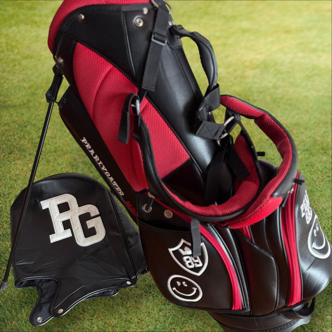 パーリーゲイツ　キャディバッグ　ショルダー式　スタンド式　軽量　黒　赤　レア
