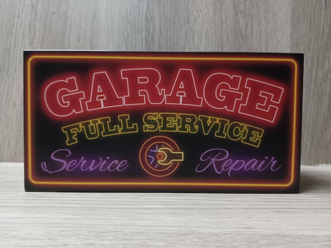 【Lサイズ】ガレージ カーショップ 車 看板 置物 アメリカン雑貨 ライトBOX