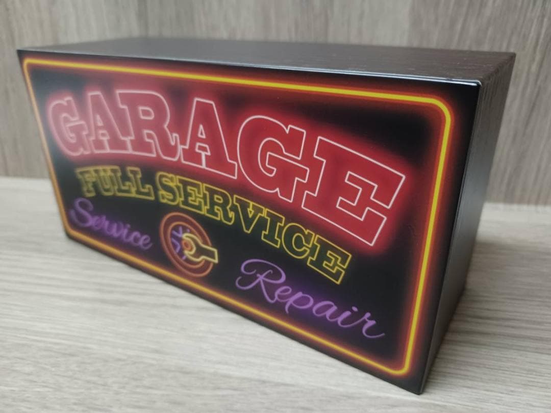 【Lサイズ】ガレージ カーショップ 車 看板 置物 アメリカン雑貨 ライトBOX