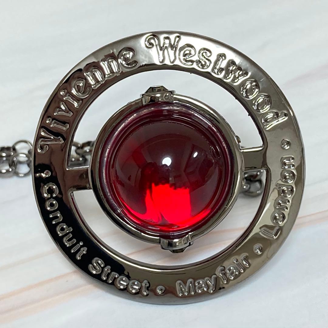 Vivienne Westwood｜スモールオーブネックレス　ガンメタ×レッド