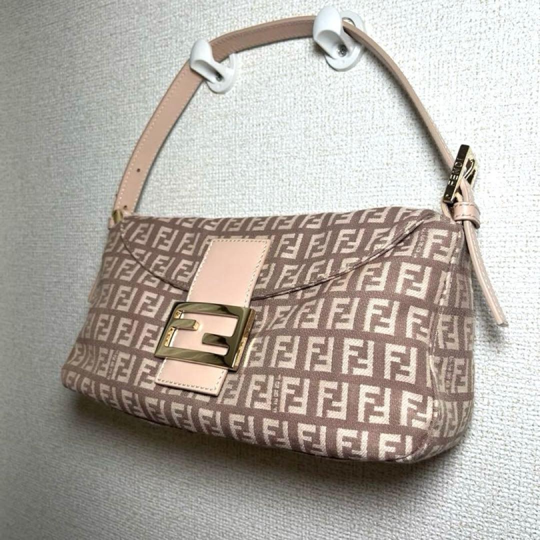 【美品】フェンディ マンマバケット ズッキーノ ピンク バッグ 8BR003