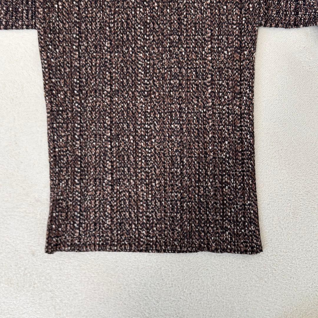 極美品✨PLEATS PLEASE プリーツ　柄入り　ブラウン　大きめサイズ