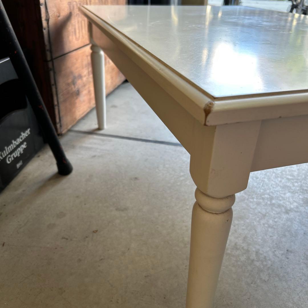 現行ビンテージ デスク & ミニ椅子 セット シャビー ホワイト ローテーブル