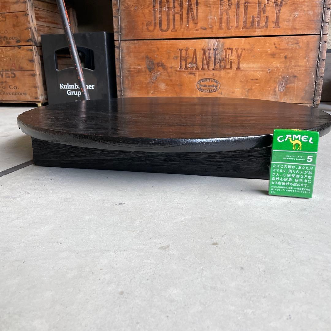 レトロ モダン ちゃぶ台 円形木製テーブル 座卓 黒 蚤の市 ウッド WOOD