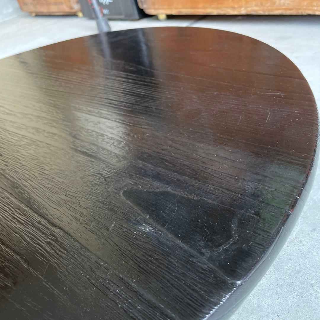 レトロ モダン ちゃぶ台 円形木製テーブル 座卓 黒 蚤の市 ウッド WOOD