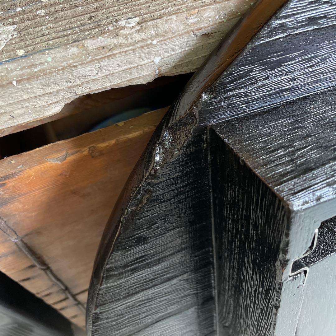 レトロ モダン ちゃぶ台 円形木製テーブル 座卓 黒 蚤の市 ウッド WOOD