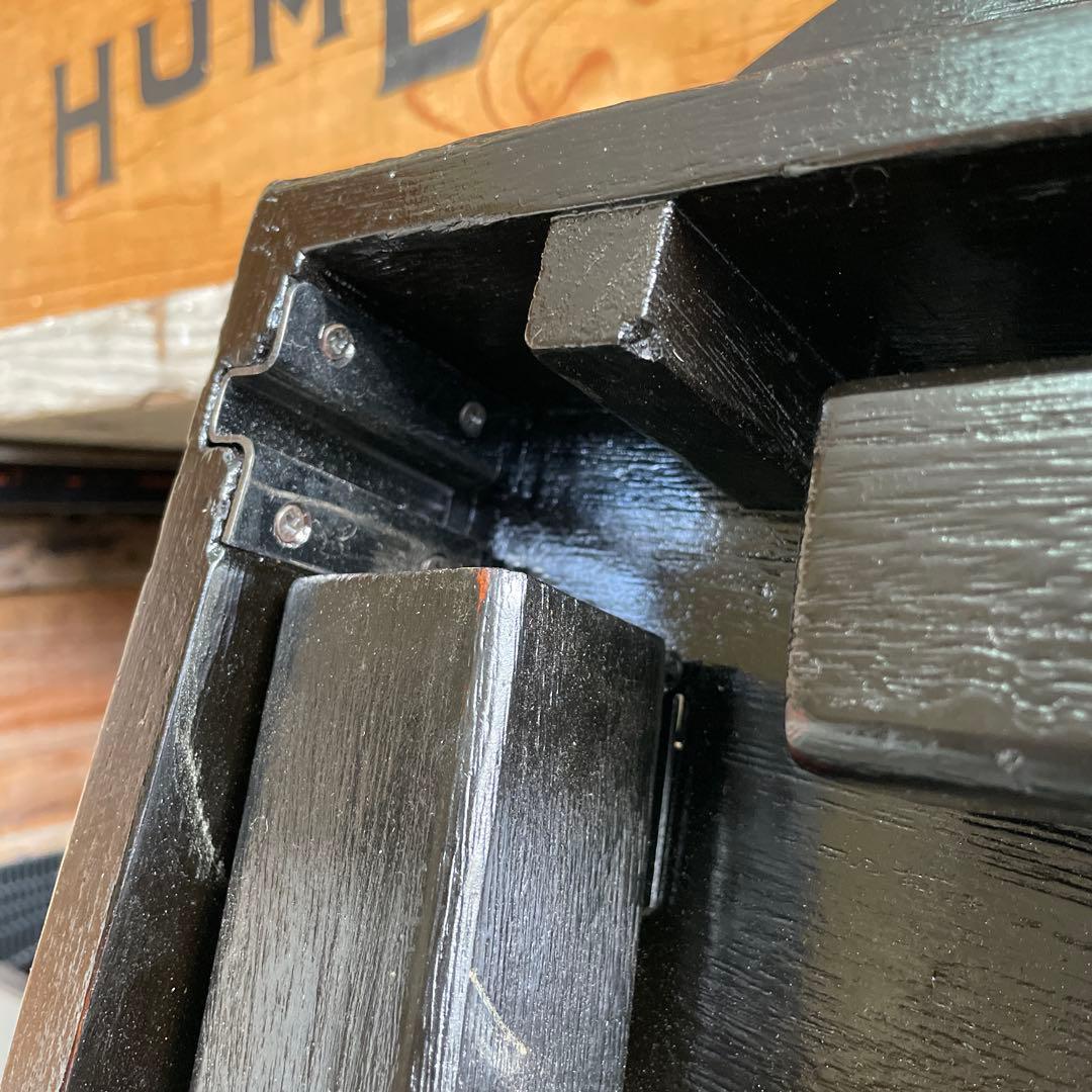 レトロ モダン ちゃぶ台 円形木製テーブル 座卓 黒 蚤の市 ウッド WOOD