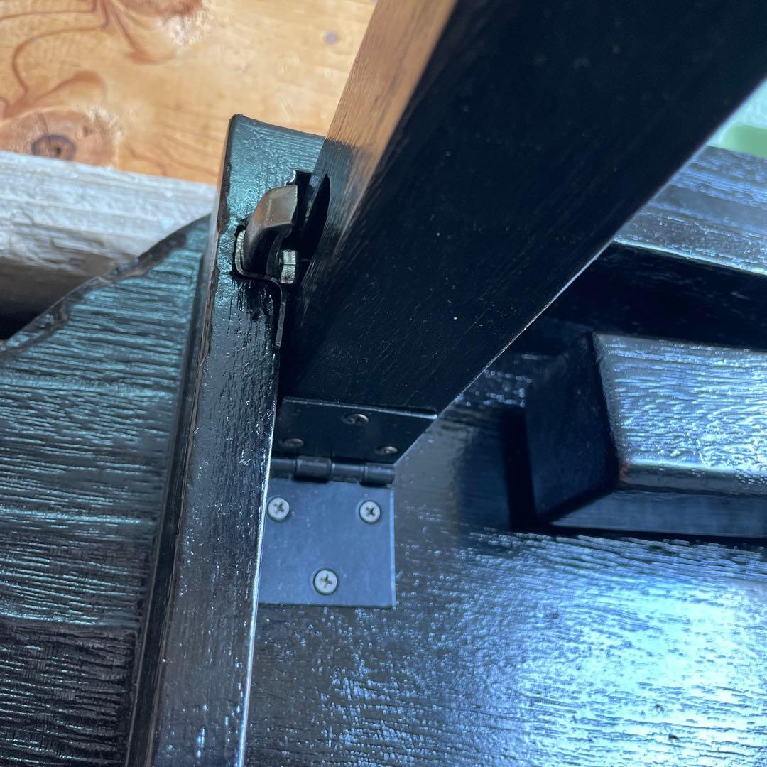 レトロ モダン ちゃぶ台 円形木製テーブル 座卓 黒 蚤の市 ウッド WOOD