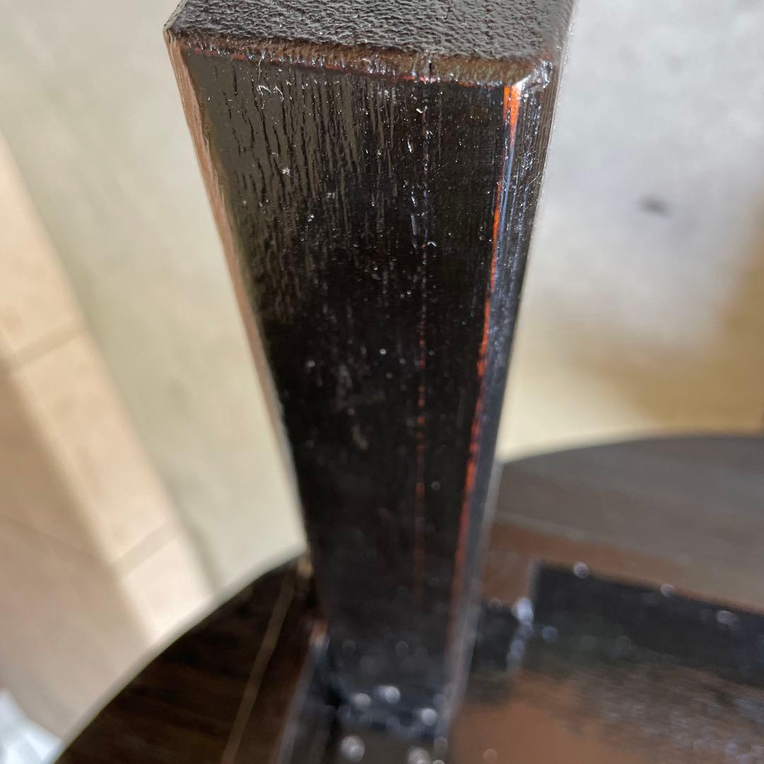 レトロ モダン ちゃぶ台 円形木製テーブル 座卓 黒 蚤の市 ウッド WOOD