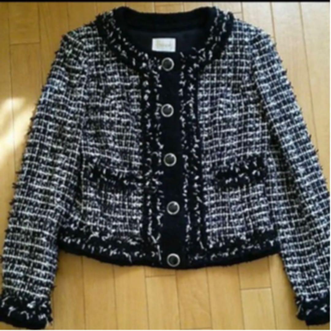 ツイードジャケット ノーカラージャケット