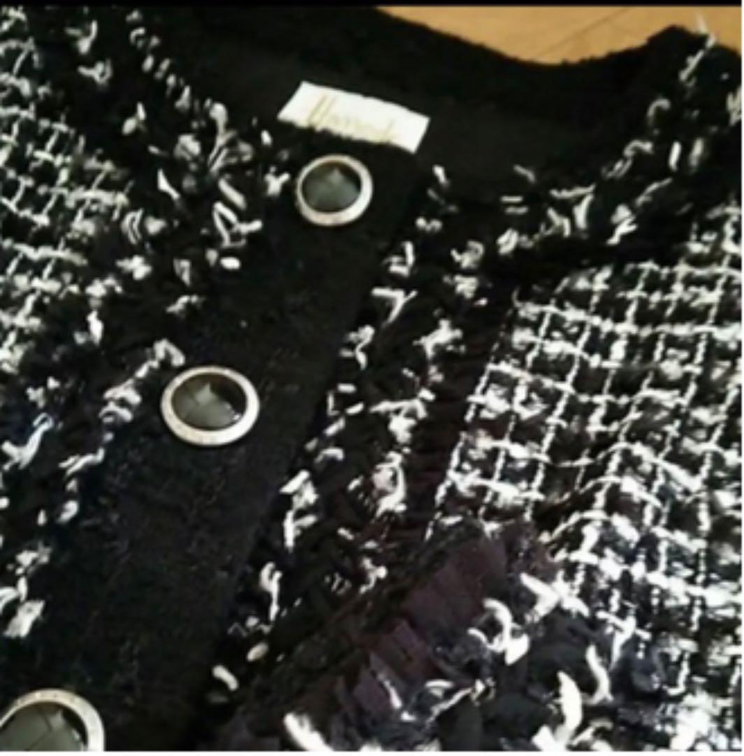 ツイードジャケット ノーカラージャケット