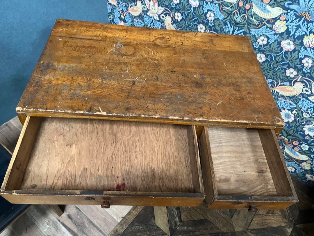 片袖机 デスク 椅子 セット 小ぶり 勉強机 昭和レトロ 当時物 インテリア