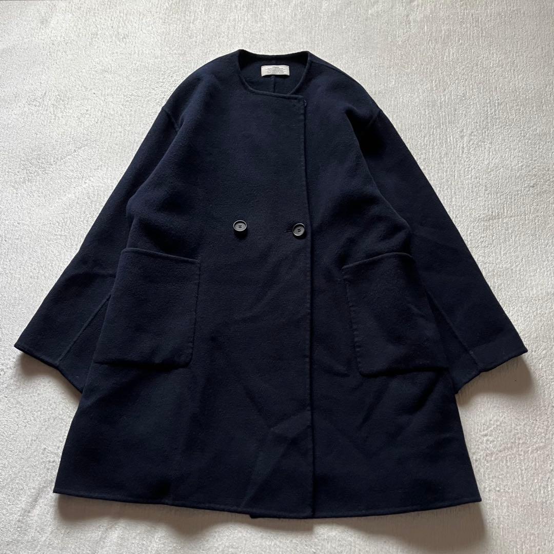 ジャーナルスタンダード レリューム ウールナイロン リバー ミドルコート 紺