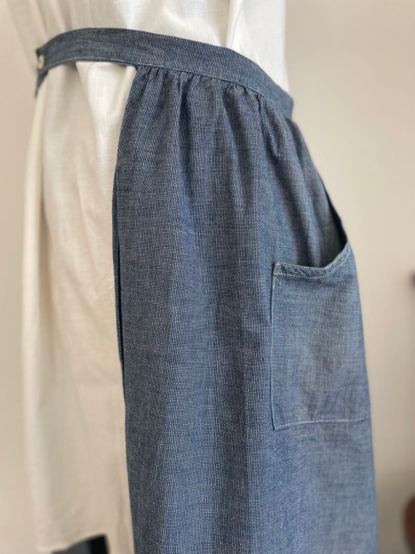 フランス　ヴィンテージ　タブリエ　エプロン　コットン　アンティーク　リネン