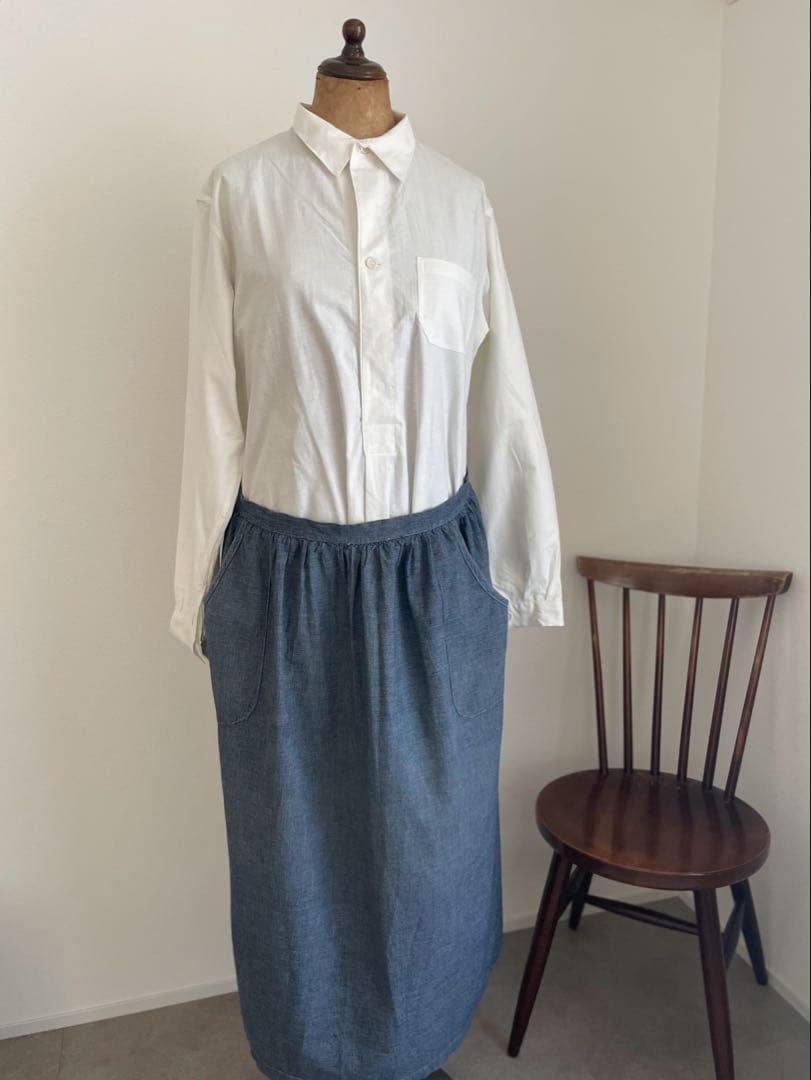 フランス　ヴィンテージ　タブリエ　エプロン　コットン　アンティーク　リネン