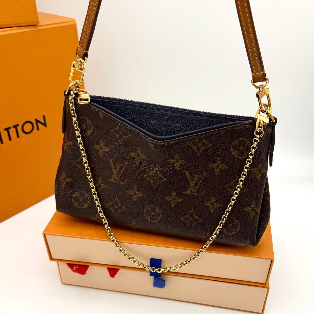 ルイヴィトン モノグラム パラス クラッチ ショルダーバッグ ネイビー