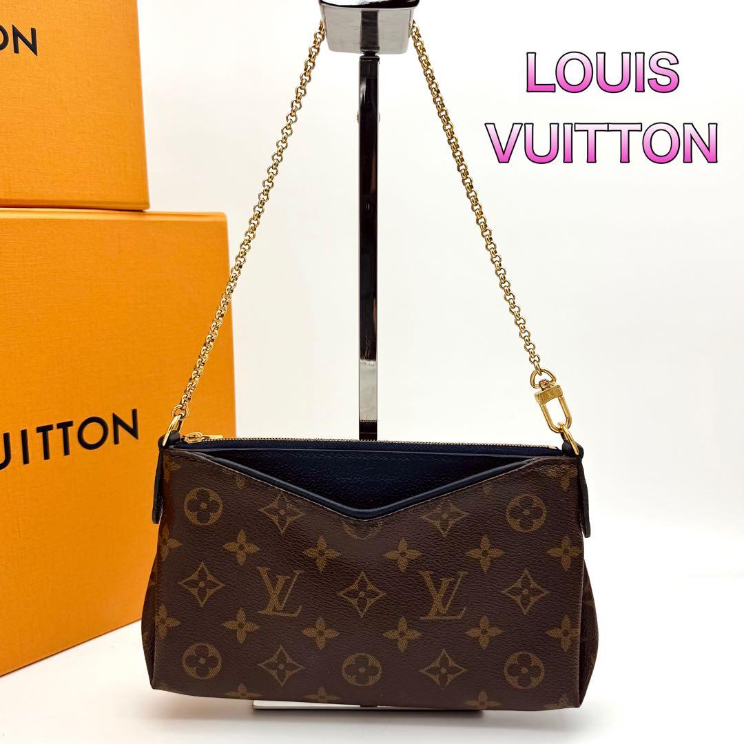 ルイヴィトン モノグラム パラス クラッチ ショルダーバッグ ネイビー