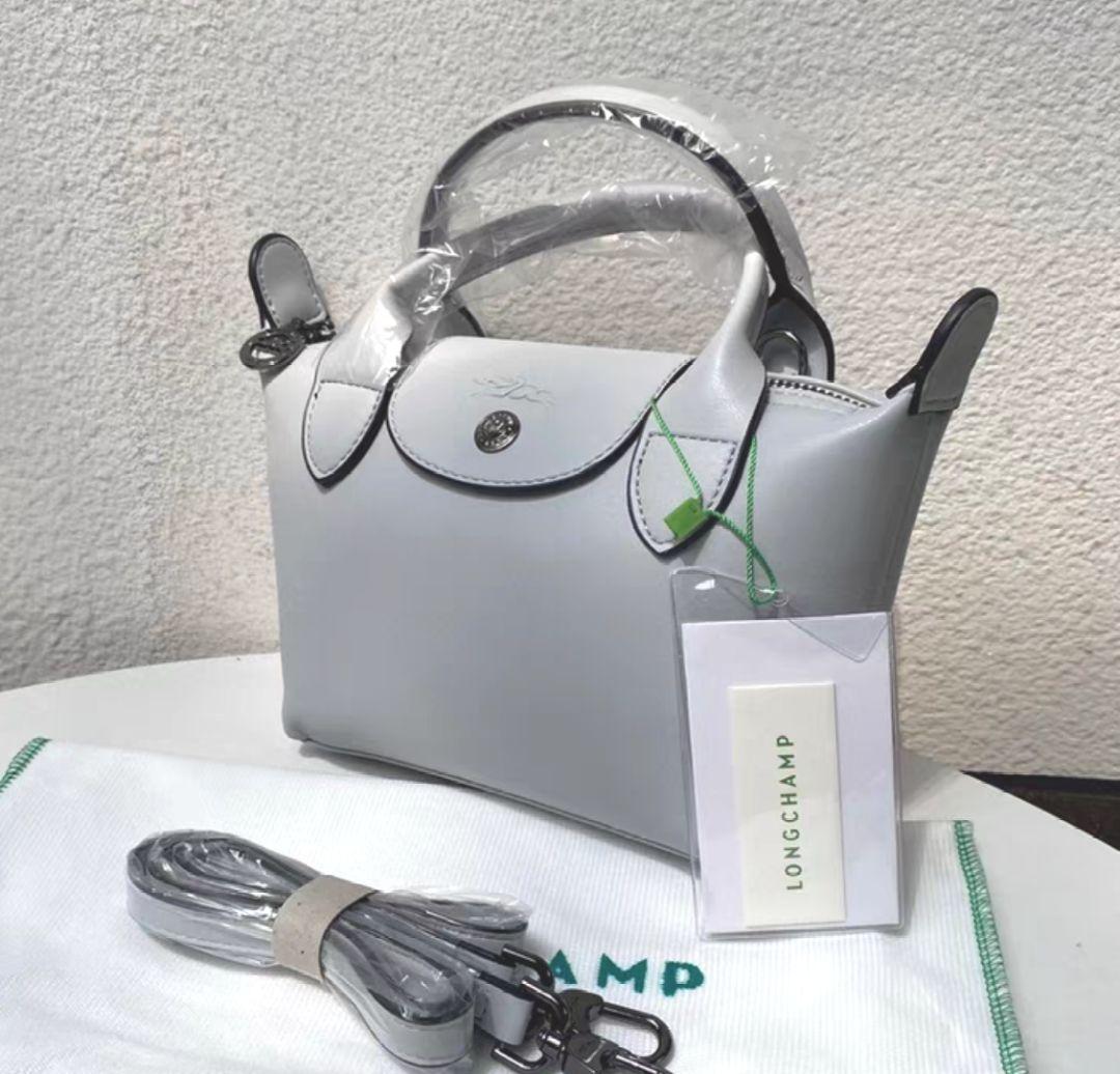 LONGCHAMP プリアージュ キュイール 2wayバッグ XS グレー
