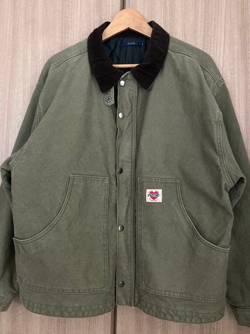 【美品】cpcm 襟コーデュロイワークジャケット　カーキM