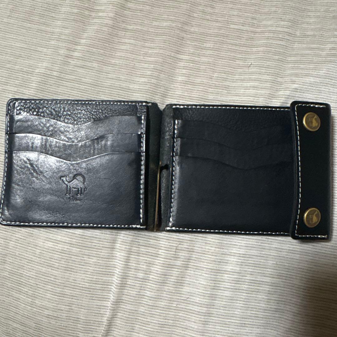 Radiant 黒 レザー マネークリップ　二つ折り財布