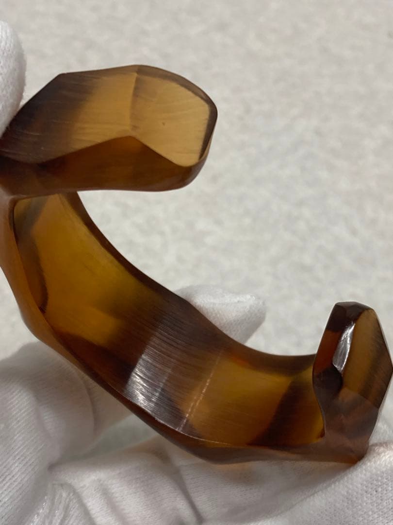 Z04）天然素材 コハク 琥珀 バングル リング セット