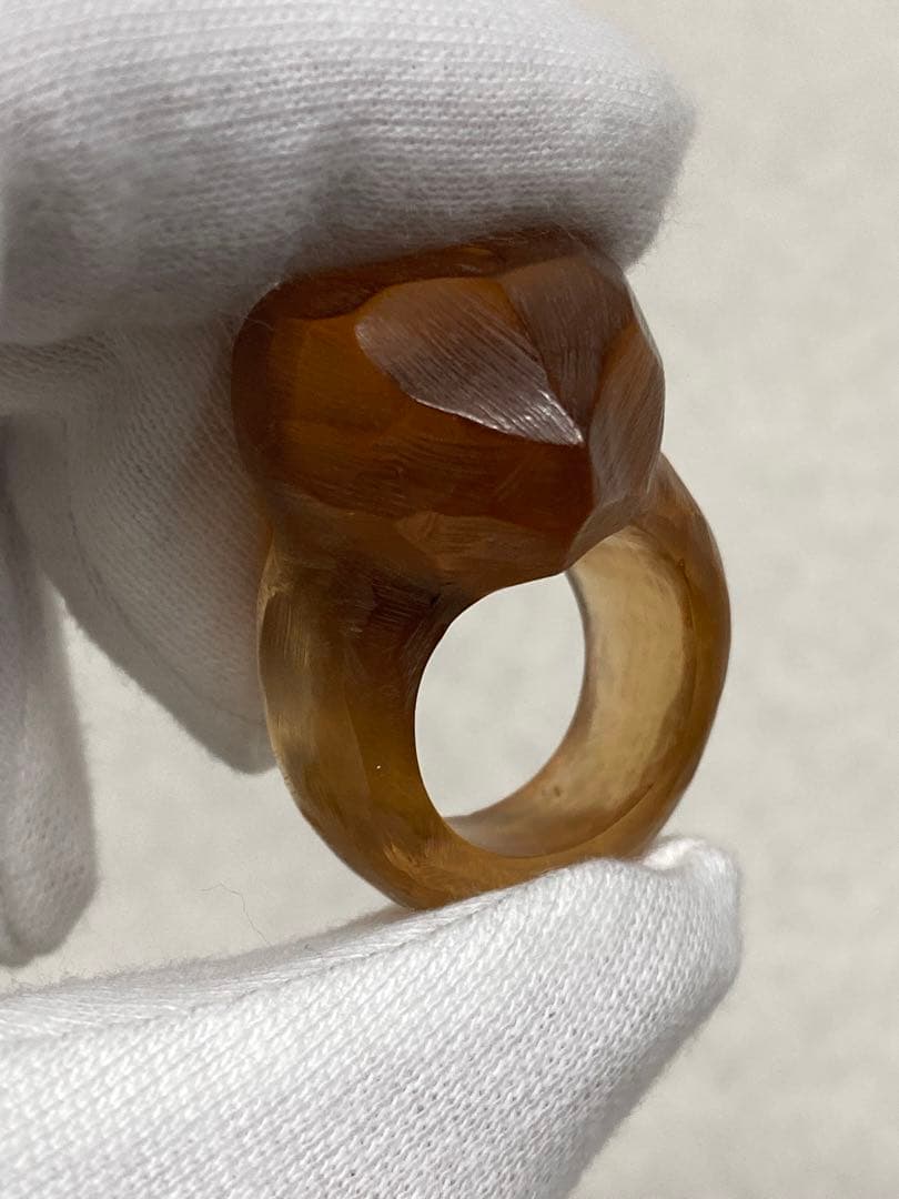 Z04）天然素材 コハク 琥珀 バングル リング セット