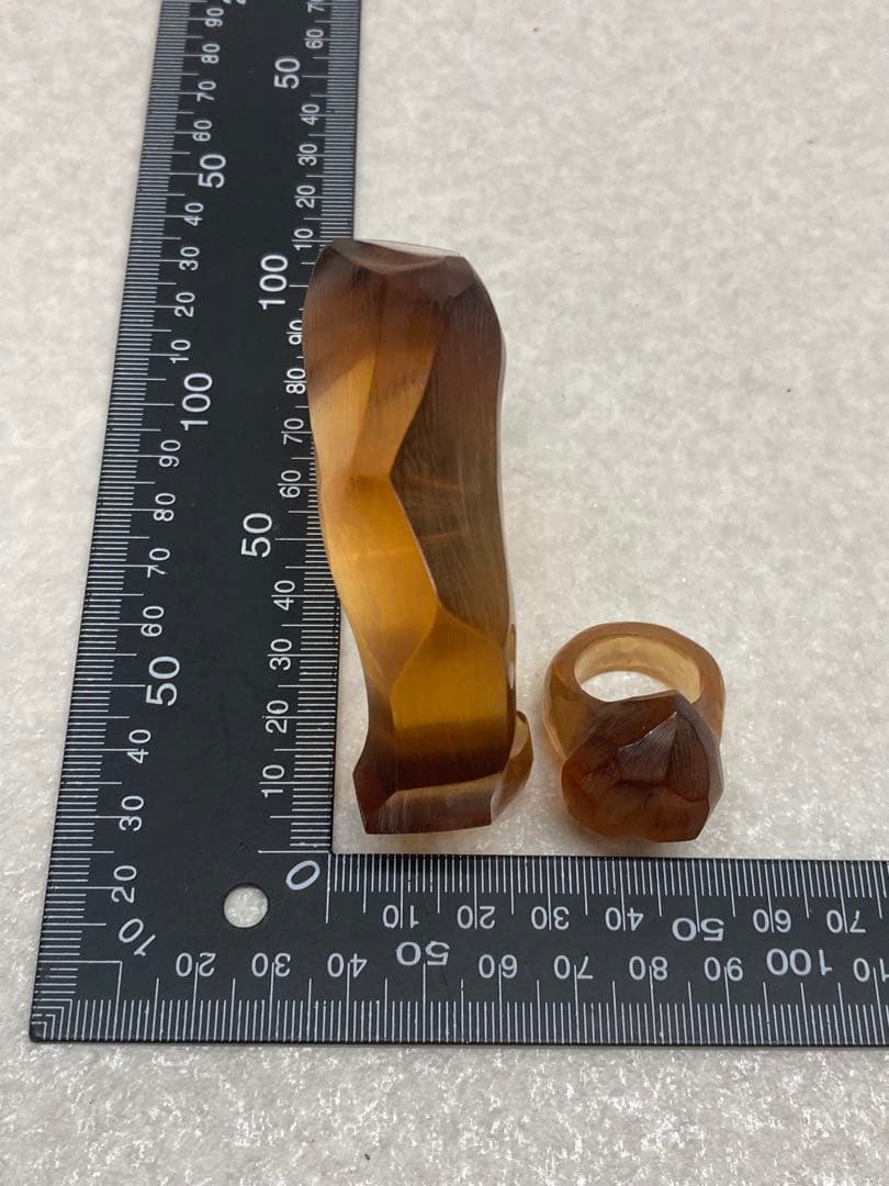 Z04）天然素材 コハク 琥珀 バングル リング セット