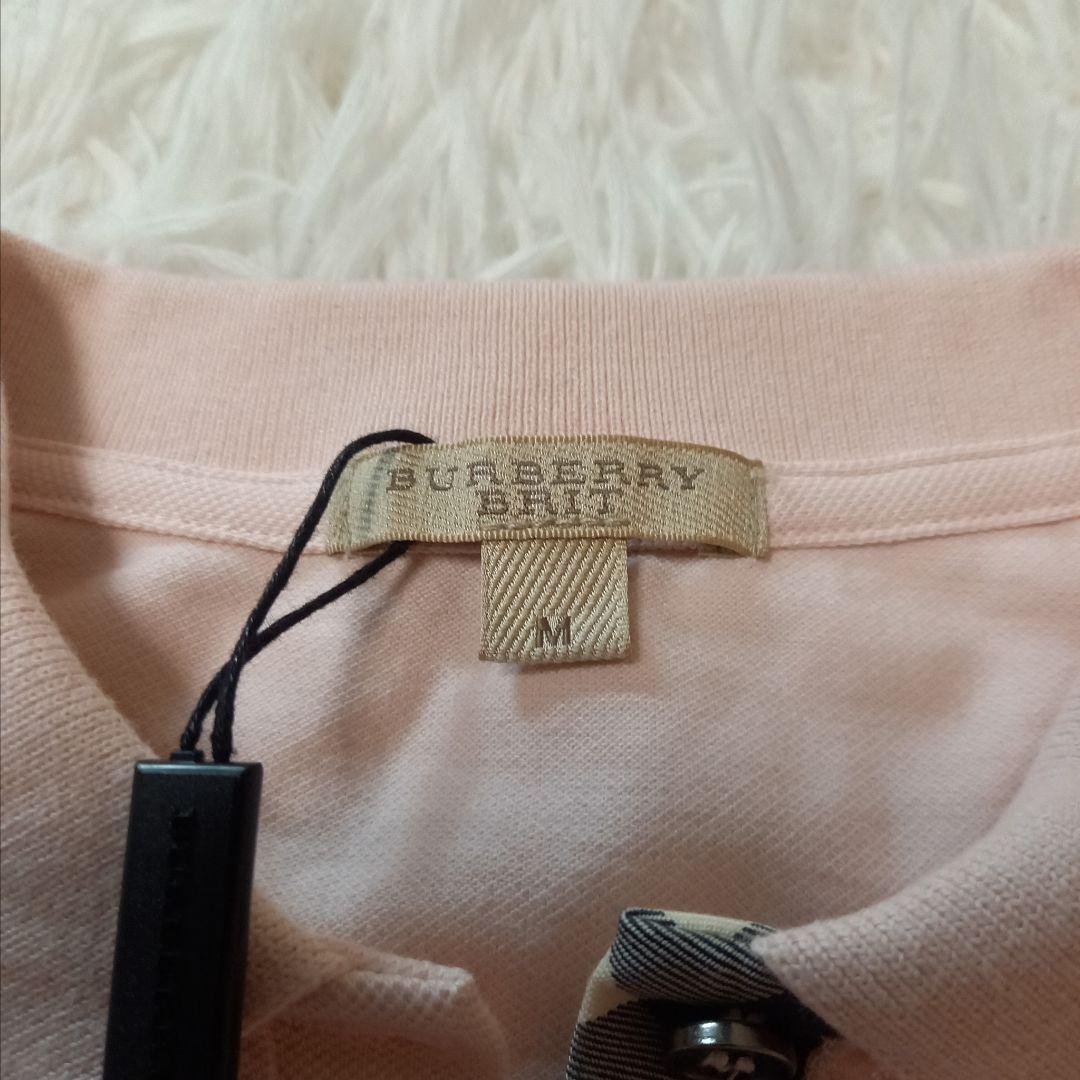 未使用　バーバリーブリット　レディース　長袖ポロシャツ　ピンク　前立ノバチェック