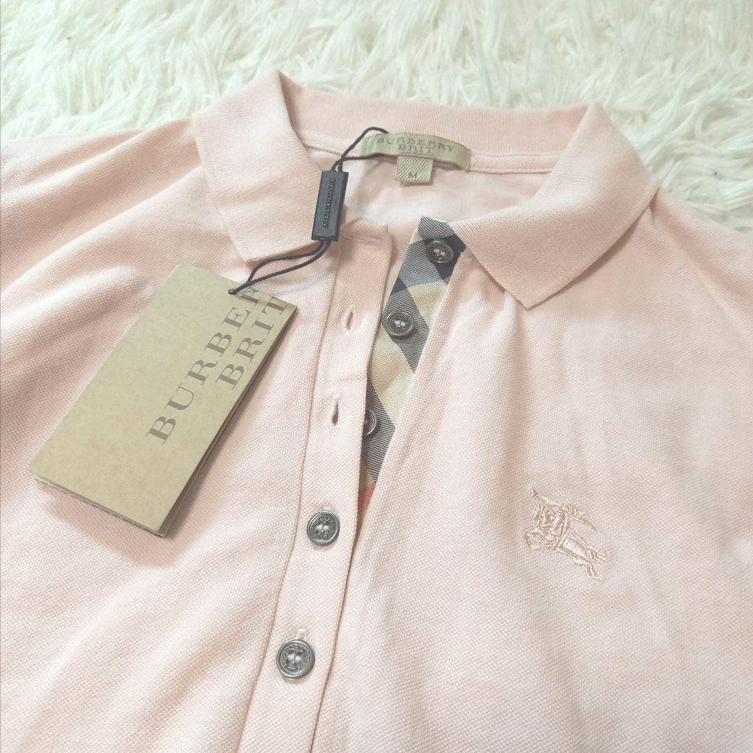未使用　バーバリーブリット　レディース　長袖ポロシャツ　ピンク　前立ノバチェック