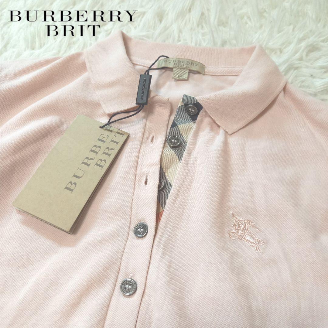 未使用　バーバリーブリット　レディース　長袖ポロシャツ　ピンク　前立ノバチェック