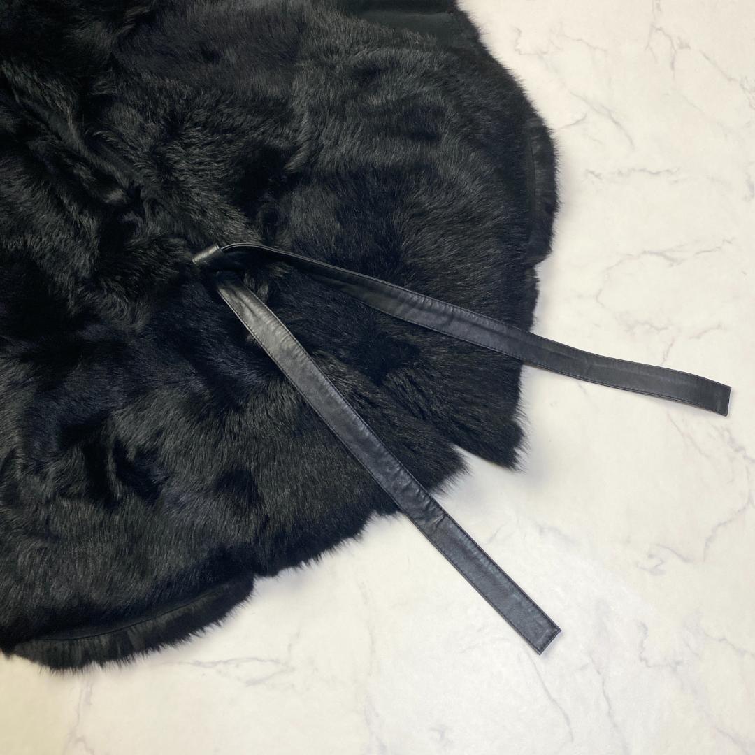 希少✨グレースクラス ポンチョ ラムファーラビットファー ムートン 黒 36