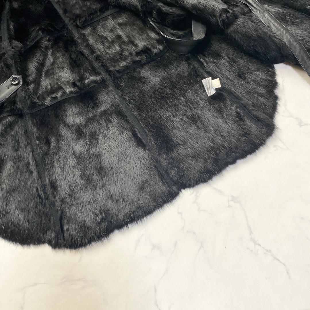 希少✨グレースクラス ポンチョ ラムファーラビットファー ムートン 黒 36
