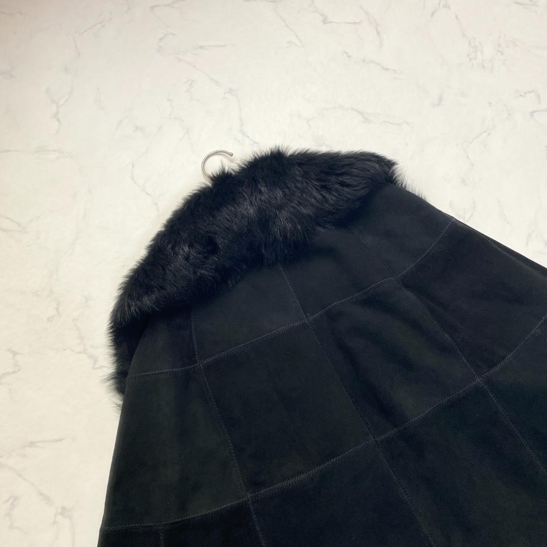 希少✨グレースクラス ポンチョ ラムファーラビットファー ムートン 黒 36
