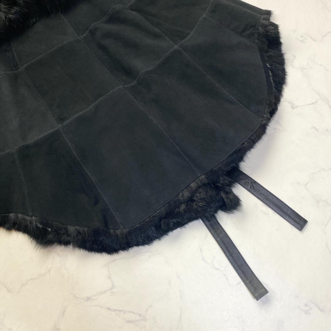 希少✨グレースクラス ポンチョ ラムファーラビットファー ムートン 黒 36