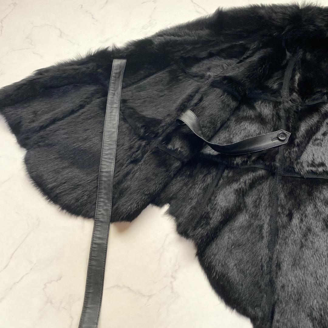 希少✨グレースクラス ポンチョ ラムファーラビットファー ムートン 黒 36