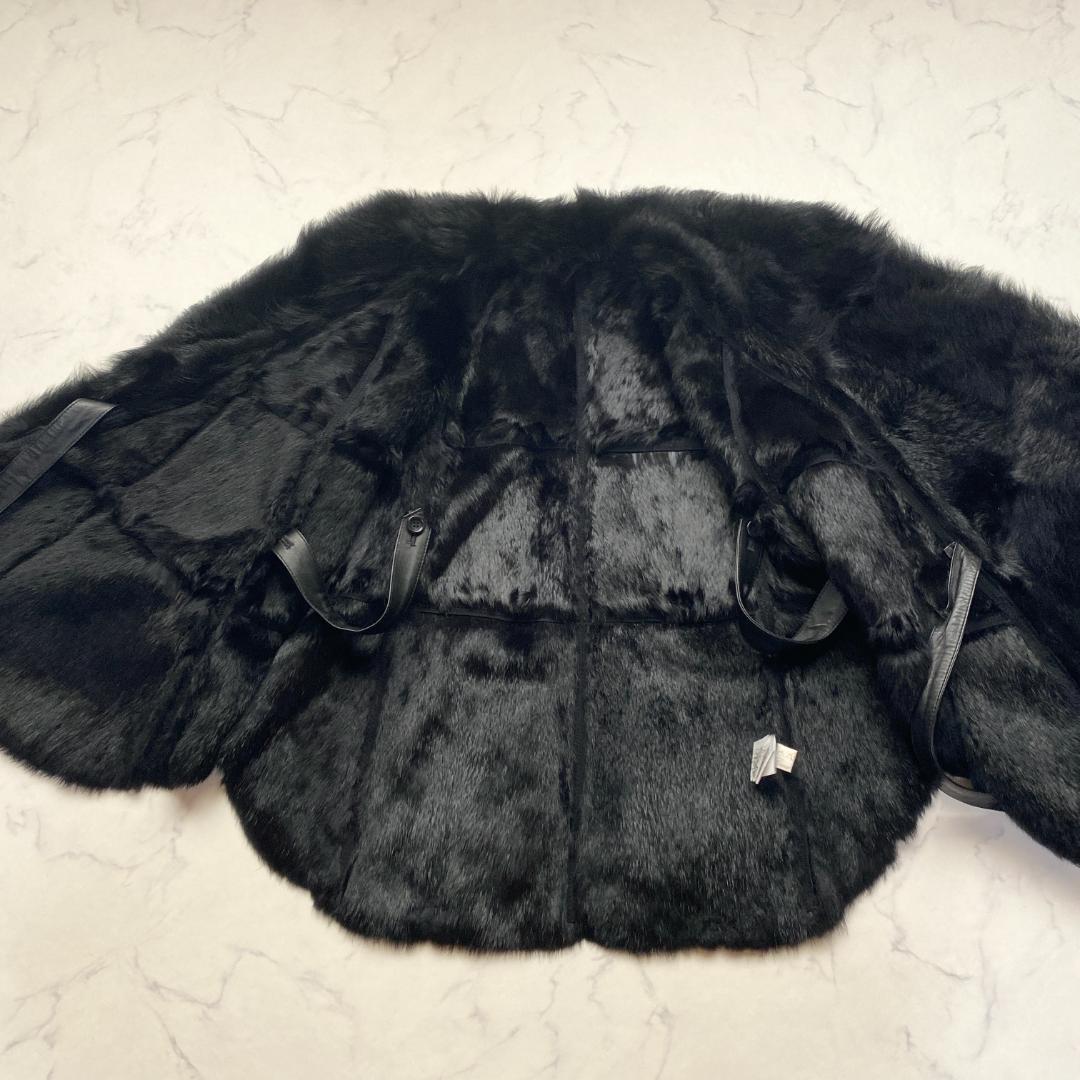 希少✨グレースクラス ポンチョ ラムファーラビットファー ムートン 黒 36