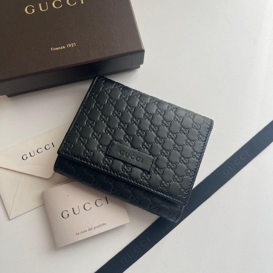 43 極上美品 GUCCI グッチ マイクロシマ 3つ折り財布