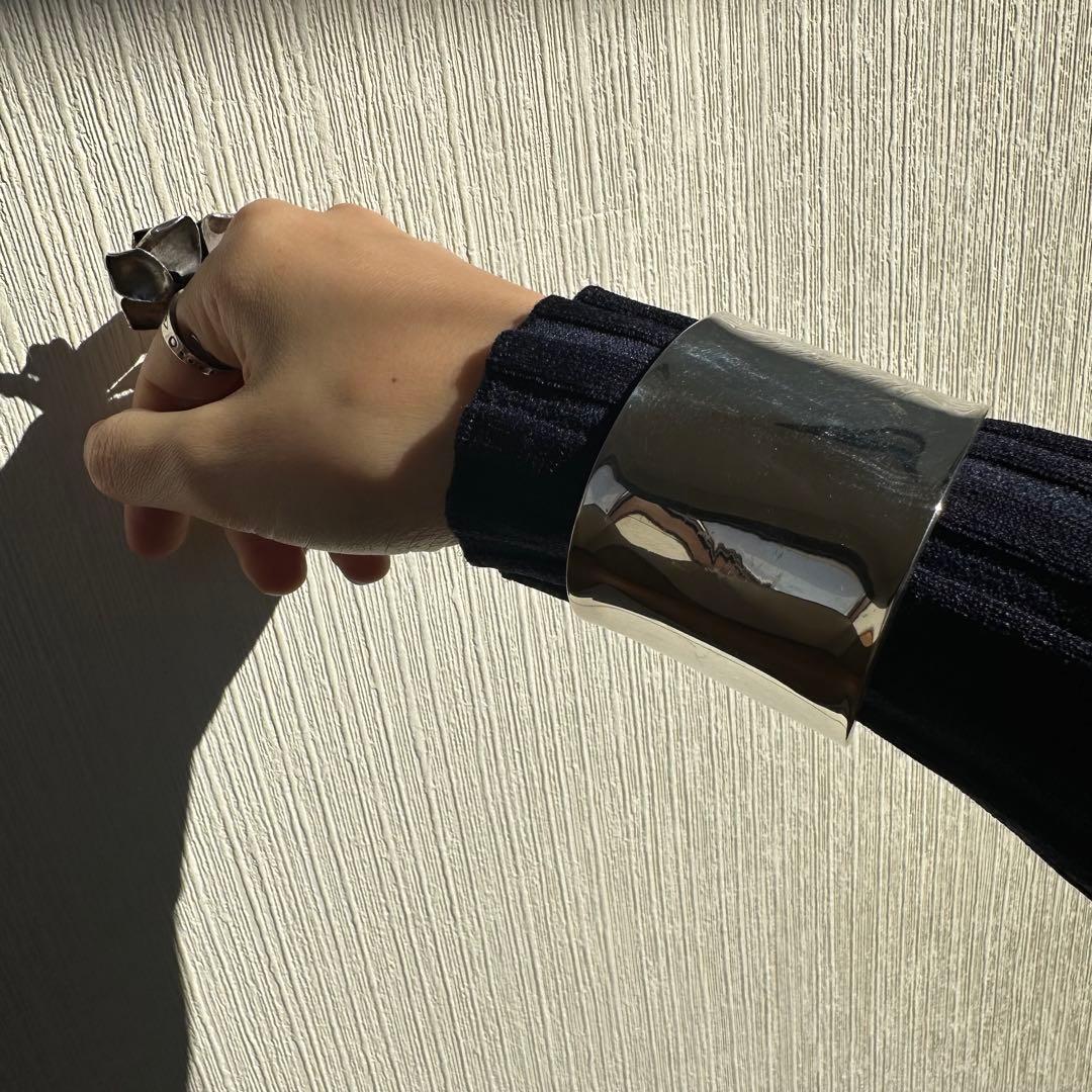 美品！Silver Wide Cuff Bangleブレスレット