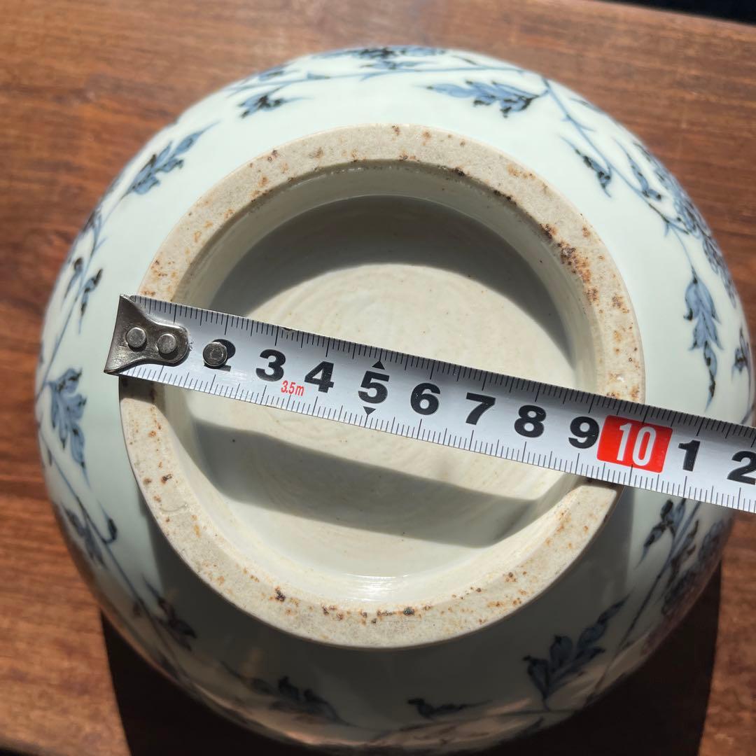 希少美品　明初期　染付青い花柄の陶器ボウル