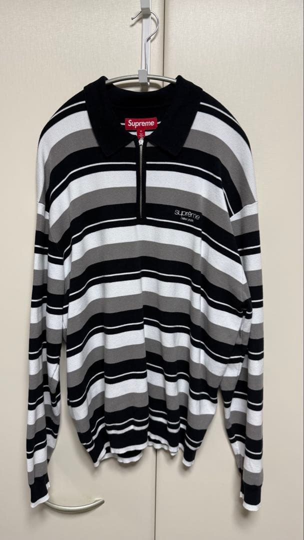 トップス Supreme Stripe Zip L/S Polo \