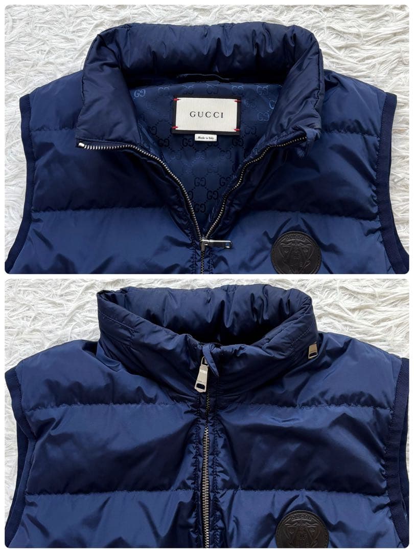 【希少 極美品】 GUCCI ダウンベスト クレスト GG 総柄 ネイビー 40
