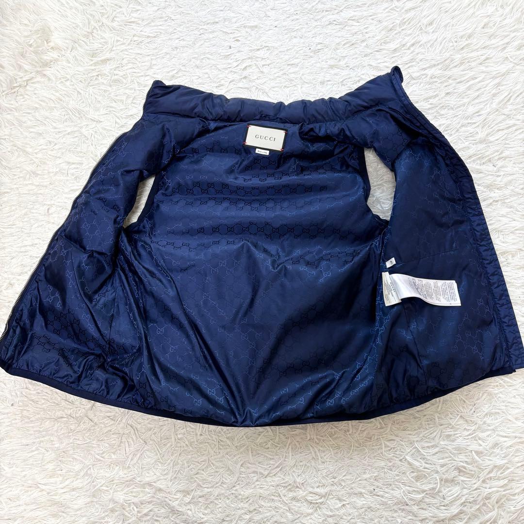 【希少 極美品】 GUCCI ダウンベスト クレスト GG 総柄 ネイビー 40