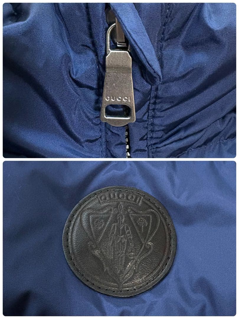 【希少 極美品】 GUCCI ダウンベスト クレスト GG 総柄 ネイビー 40