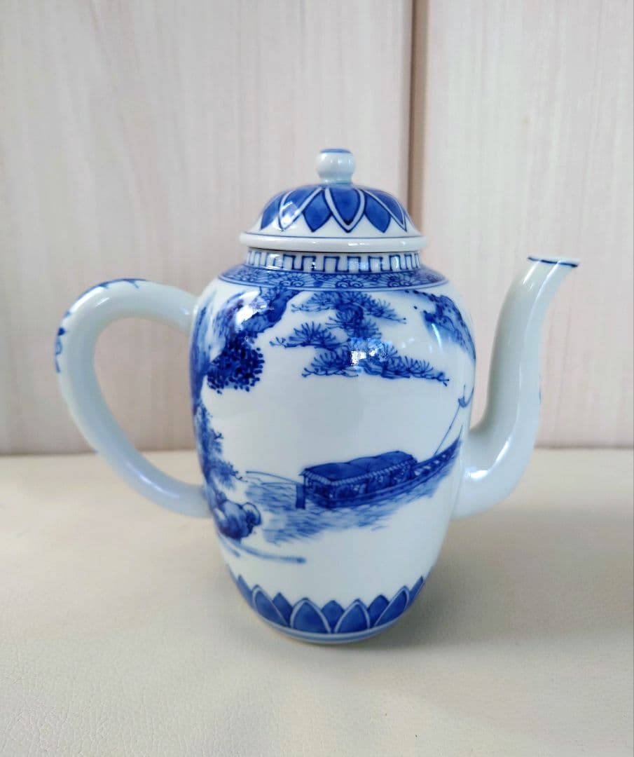 煎茶道具　「前赤壁賦」山水　染付　水注　高野昭阿弥 作