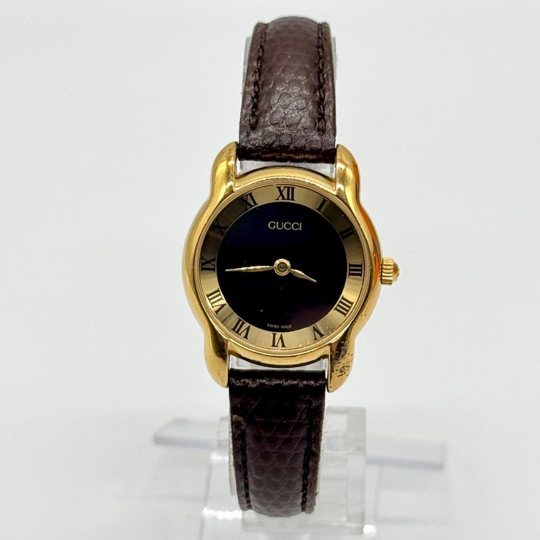 稼働品 GUCCI グッチ 腕時計 黒文字盤 クォーツ ２針 5100L