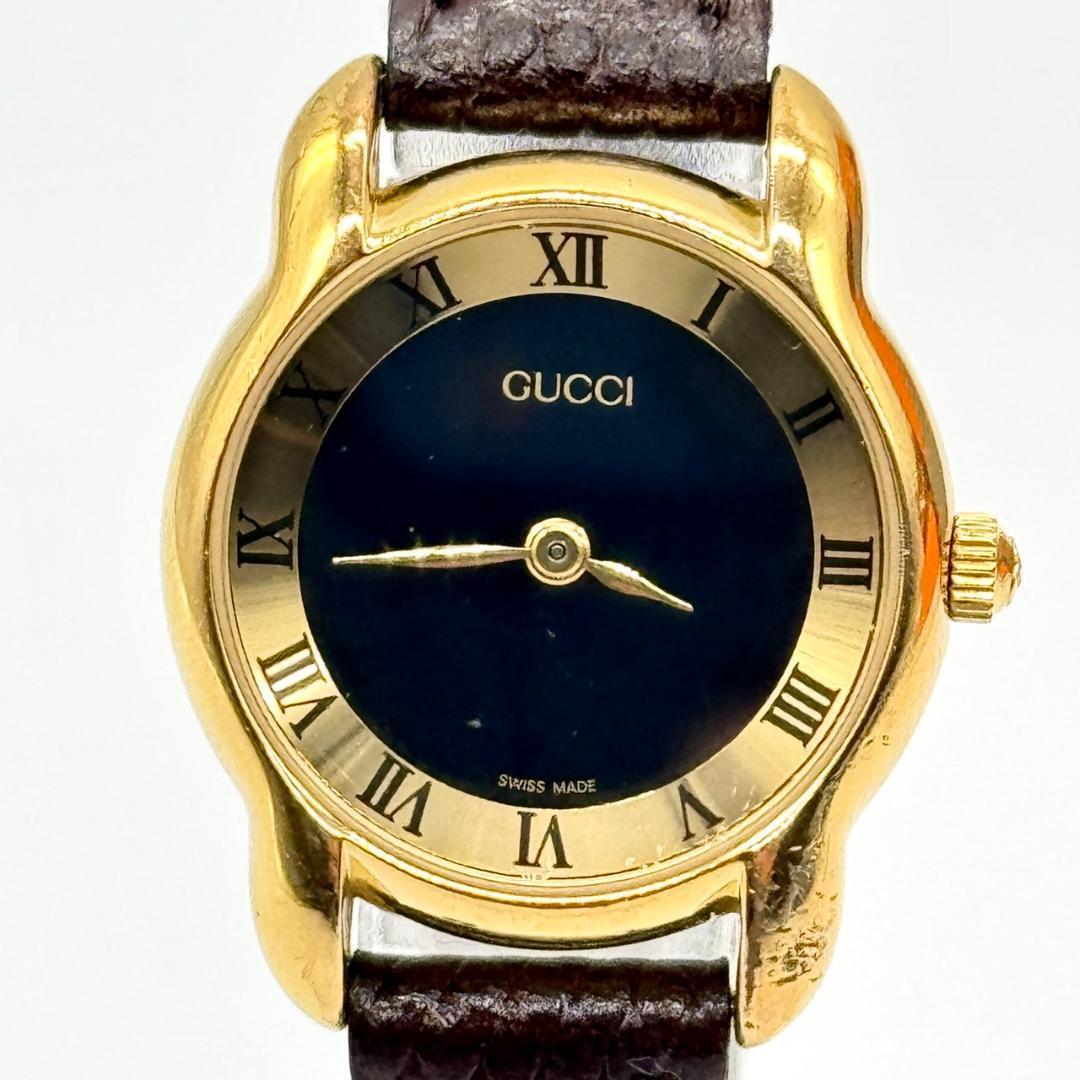 稼働品 GUCCI グッチ 腕時計 黒文字盤 クォーツ ２針 5100L