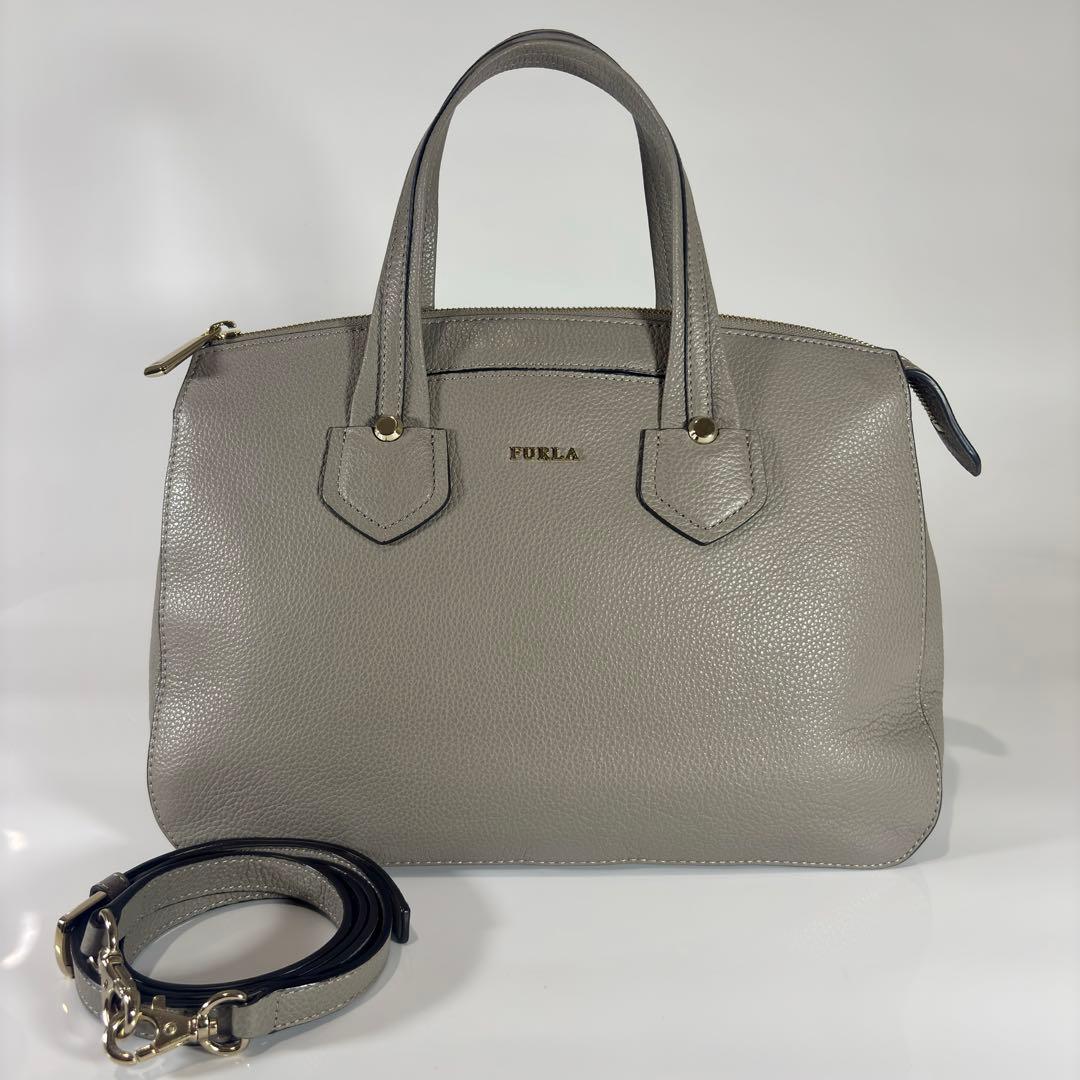 【極美品】 FURLA フルラ ジャダ 2WAY ショルダーバッグ グレージュ