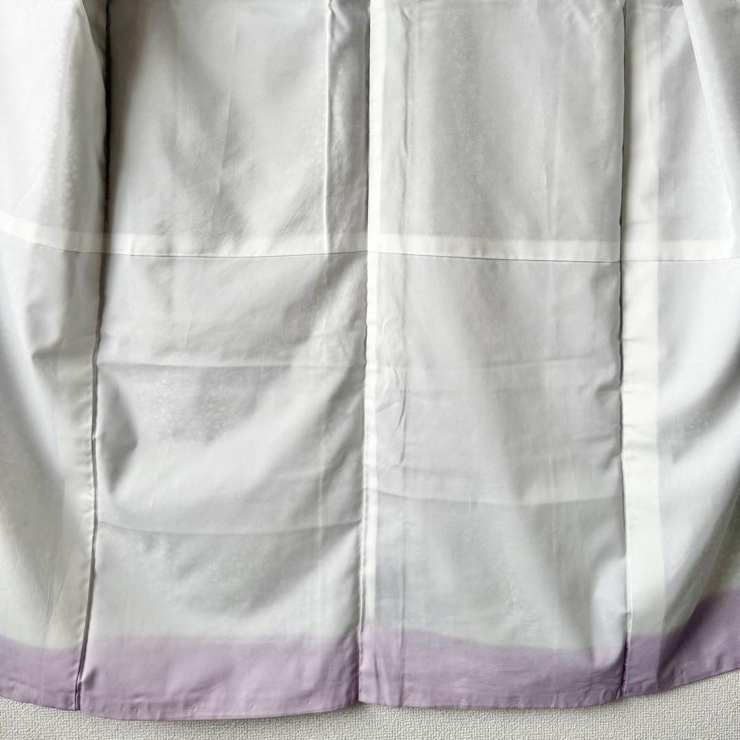 桃*郎様 美品！ 東レシルック 洗える着物 化繊 薄紫 小花 唐草柄 身丈163