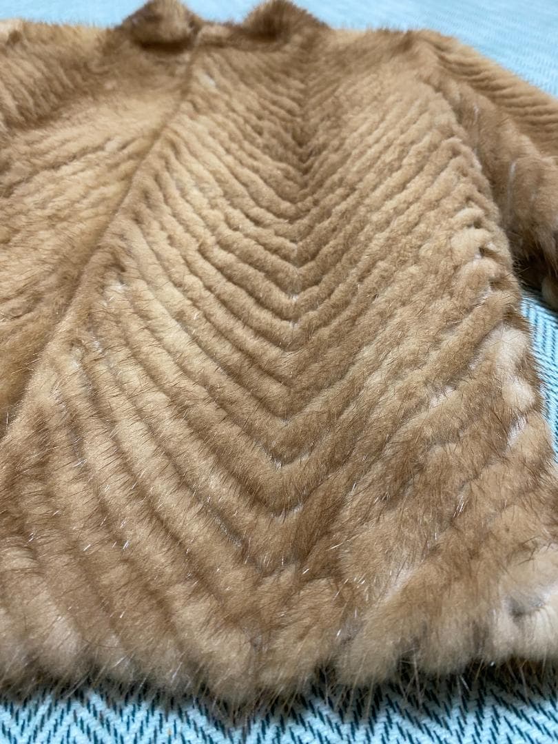 【美品】岐阜毛被 国産 毛皮 ミンク　ファージャケット ブラウン 9号