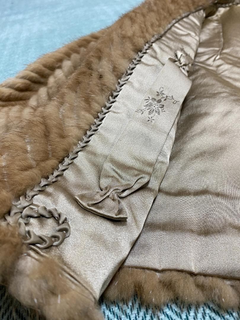 【美品】岐阜毛被 国産 毛皮 ミンク　ファージャケット ブラウン 9号